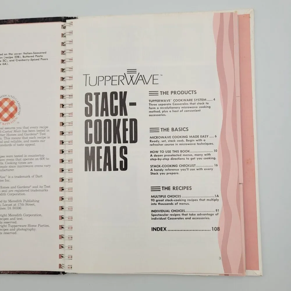 VTG Tupperwave Cookbook Microwave Stack Cooked Meals Spiral 33409 Tupperware